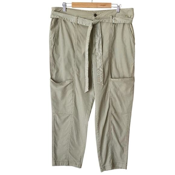 Universal Thread | Tapered Cropped Utility Pants High Waisted Belted Green 16 - Picture 3 of 7